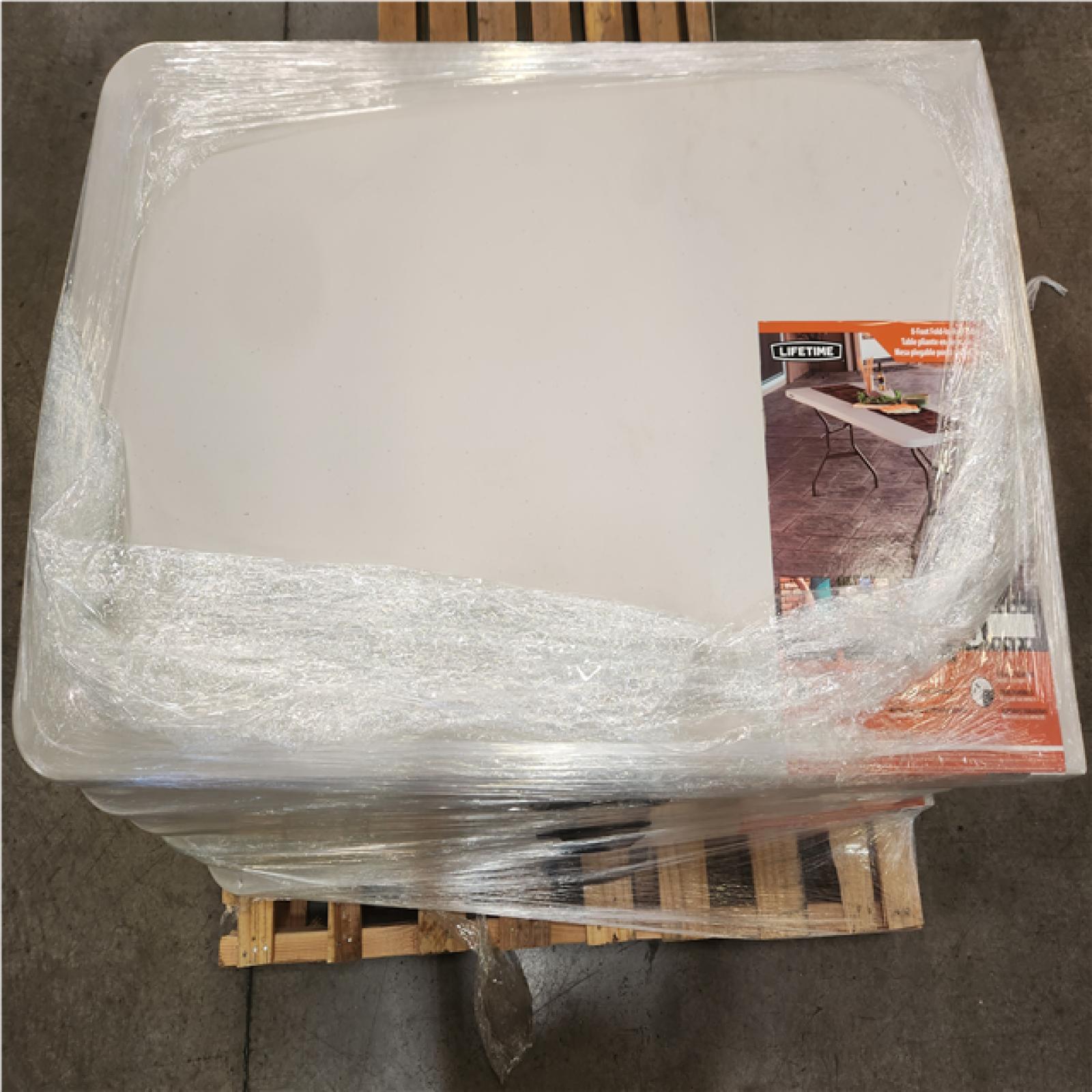 Phoenix NEW LifeTime 8 ft. Fold-in-Half Resin Table; Almond Pallet of 6 (RV: $501)
