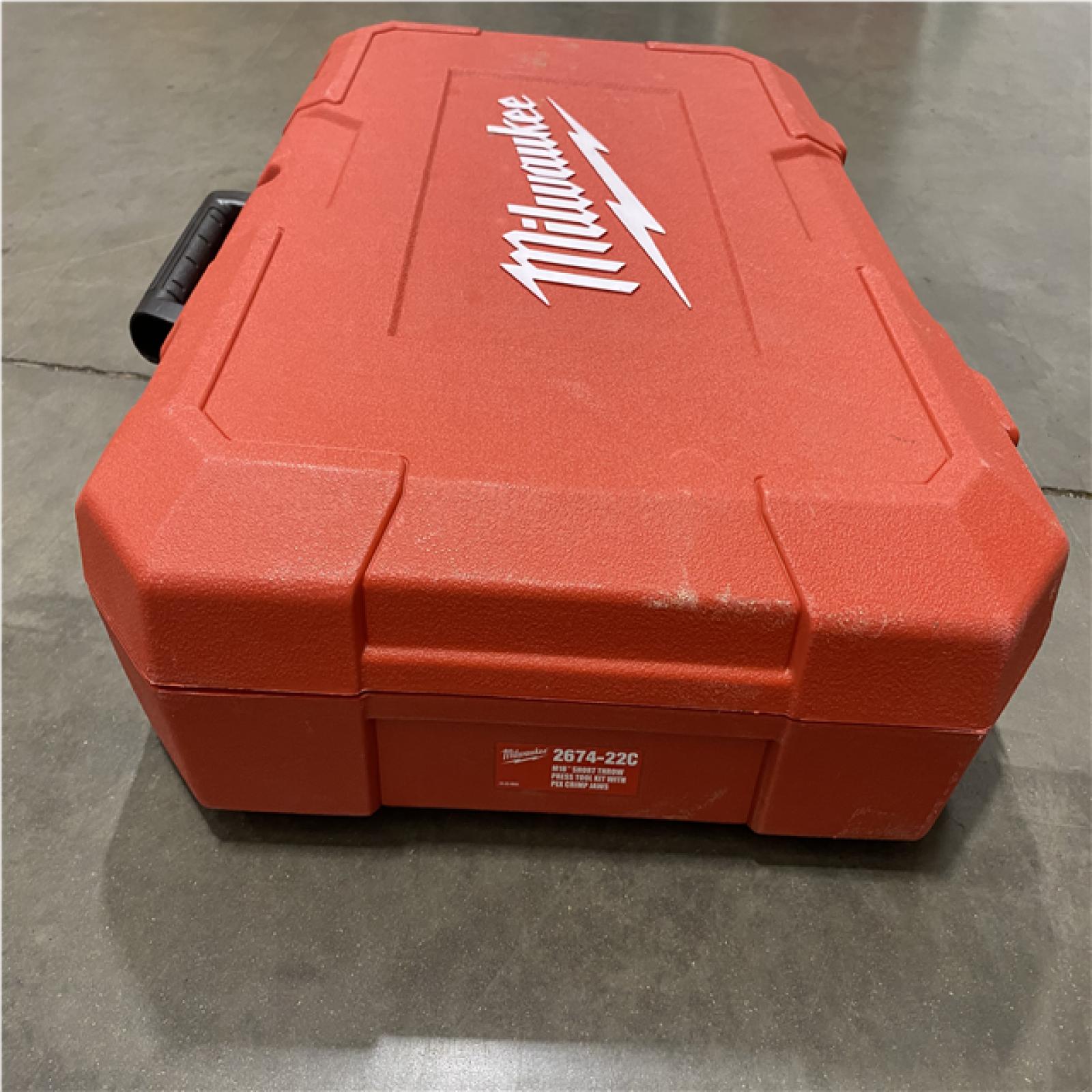 As-Is- Milwaukee 18V Lithium-Ion Cordless Short Throw Press Tool with 3 PEX Crimp Jaws Kit