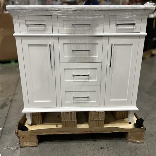 DALLAS LOCATION - Home Decorators Collection Sonoma 48 in. Single Sink Freestanding White Bath Vanity with Carrara Marble Top (Assembled)
