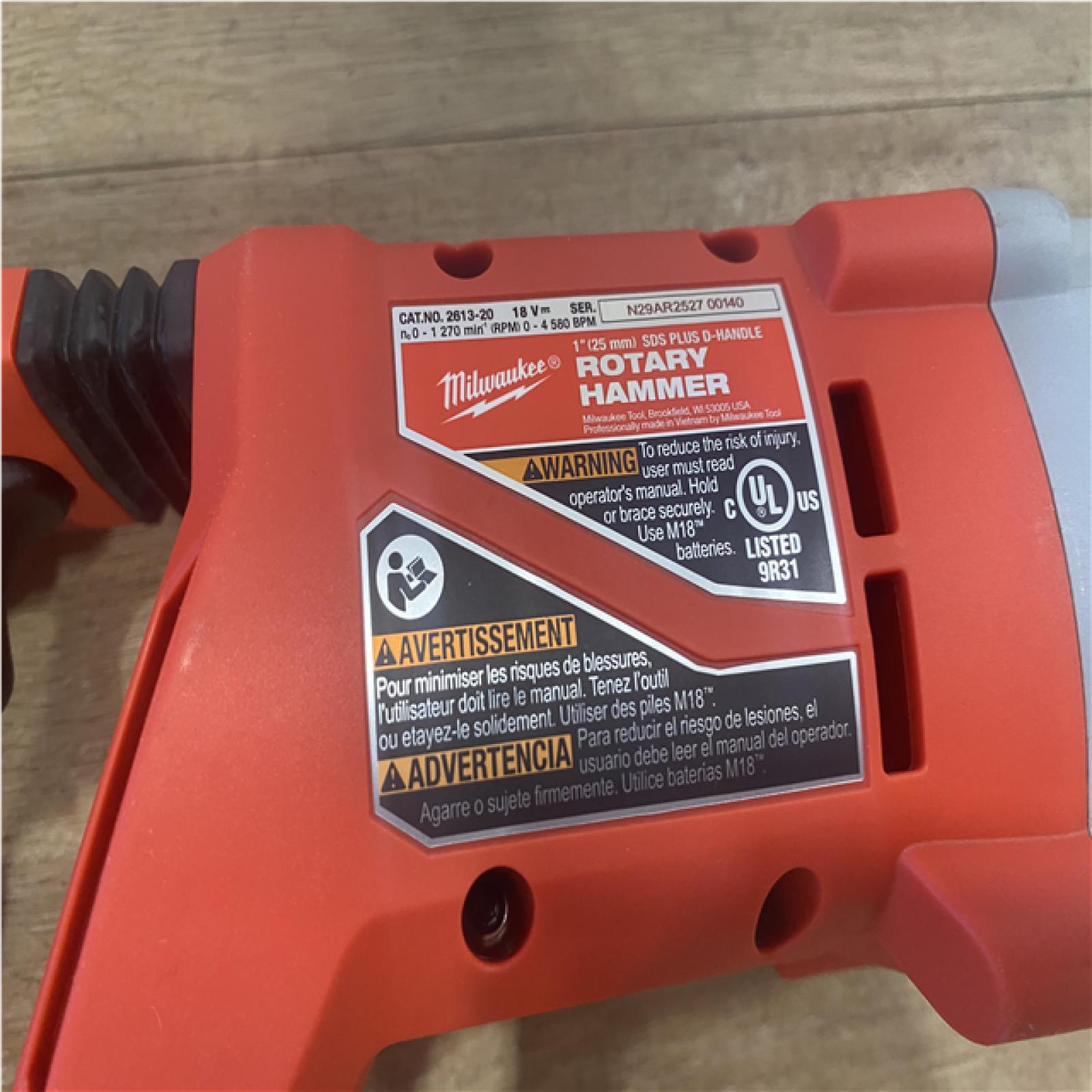 AS-IS Milwaukee 18V Lithium-Ion Brushless Cordless 1 in. SDS-Plus D-Handle Rotary Hammer (Tool-Only)