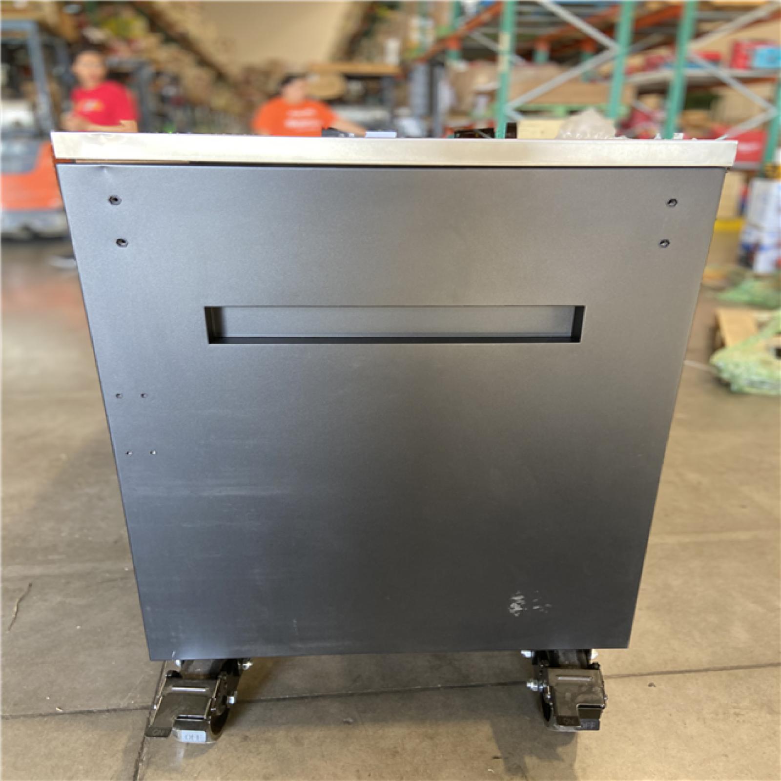 DALLAS LOCATION - Husky 96 in. W x 24 in. D 16-Drawer Heavy-Duty Mobile Workbench with Stainless Steel Top in Matte Black