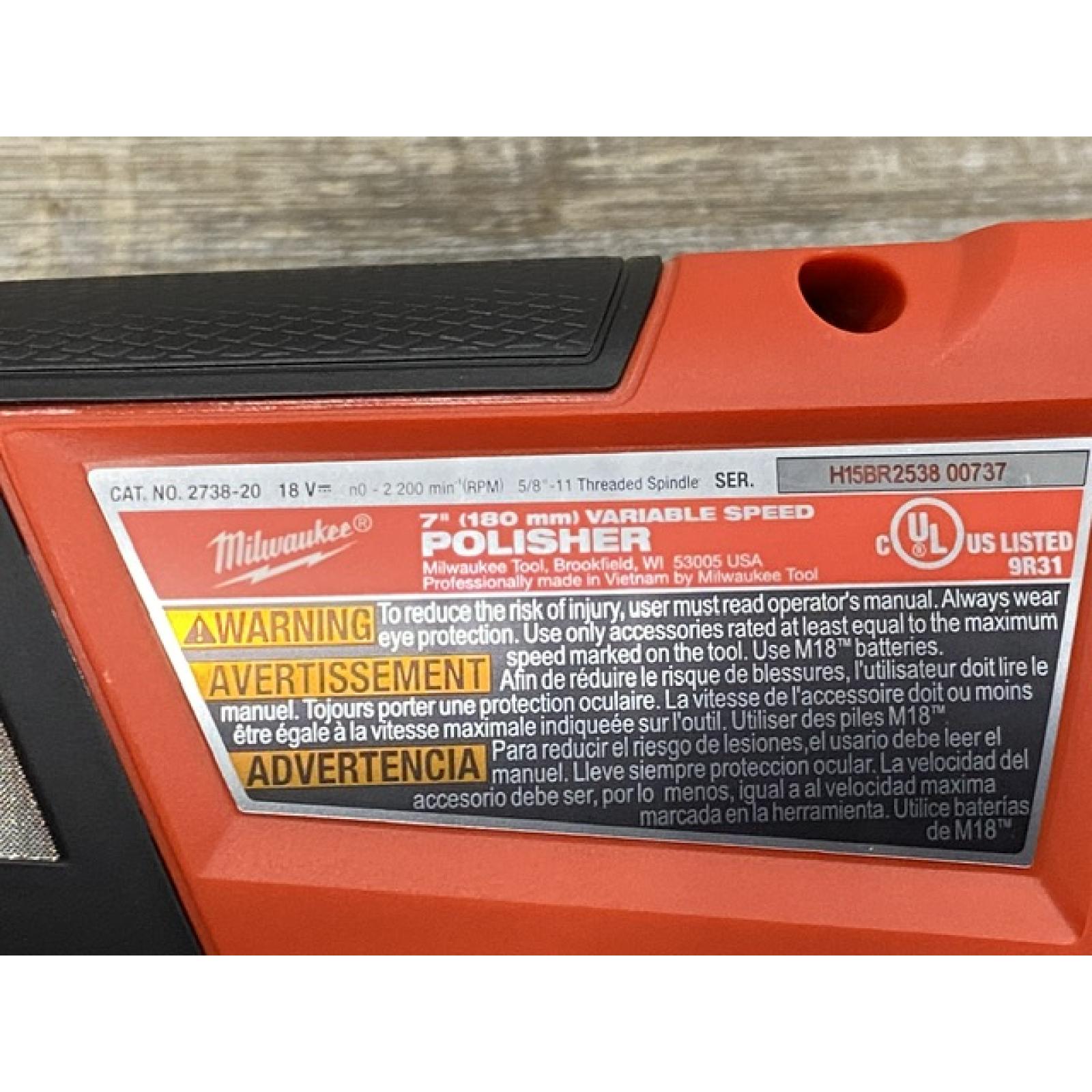 LIKE NEW - Milwaukee FUEL 18V Lithium-Ion Brushless Cordless 7 in. Variable Speed Polisher (Tool-Only)