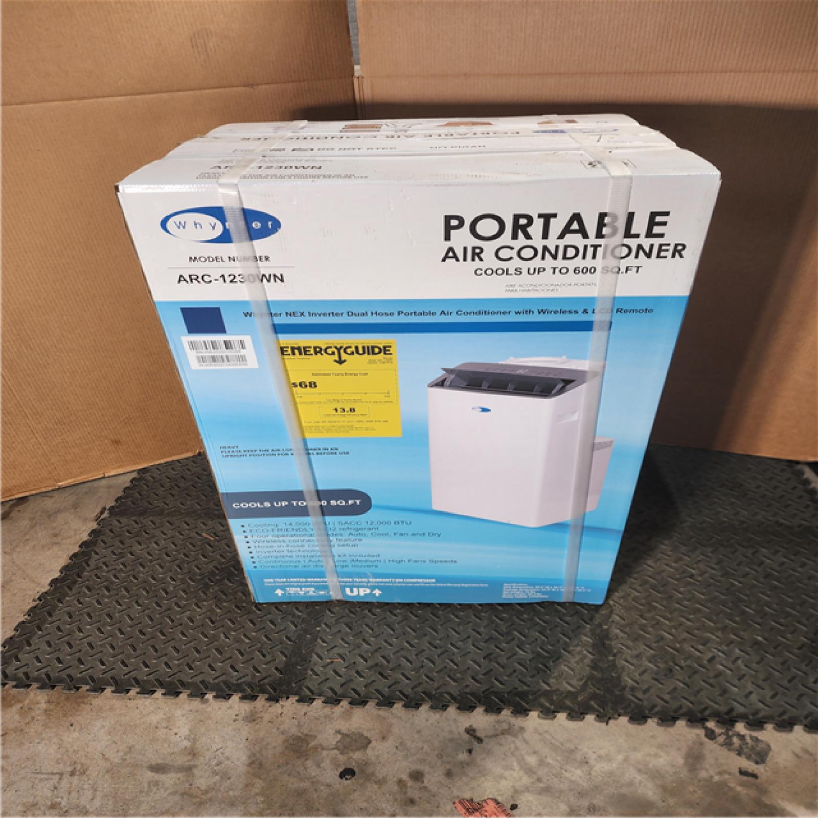 HOUSTON LOCATION - AS-IS (NEW) Whynter  14,000 BTU NEX Inverter Dual Hose Cooling Portable Air Conditioner, Dehumidifier & Fan with Smart Wi-Fi up to 600 Sq. Ft. - White