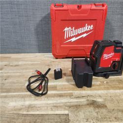 HOUSTON LOCATION - AS - IS Milwaukee Green 100 ft. Cross Line and Plumb Points Rechargeable Laser Level with REDLITHIUM Lithium-Ion