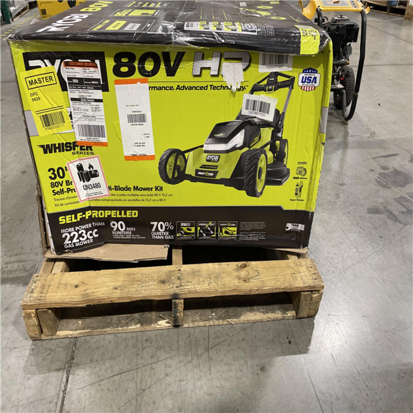 DALLAS LOCATION- RYOBI 80V HP Brushless Battery Cordless Electric 30 in. Multi-Blade Lawn Mower