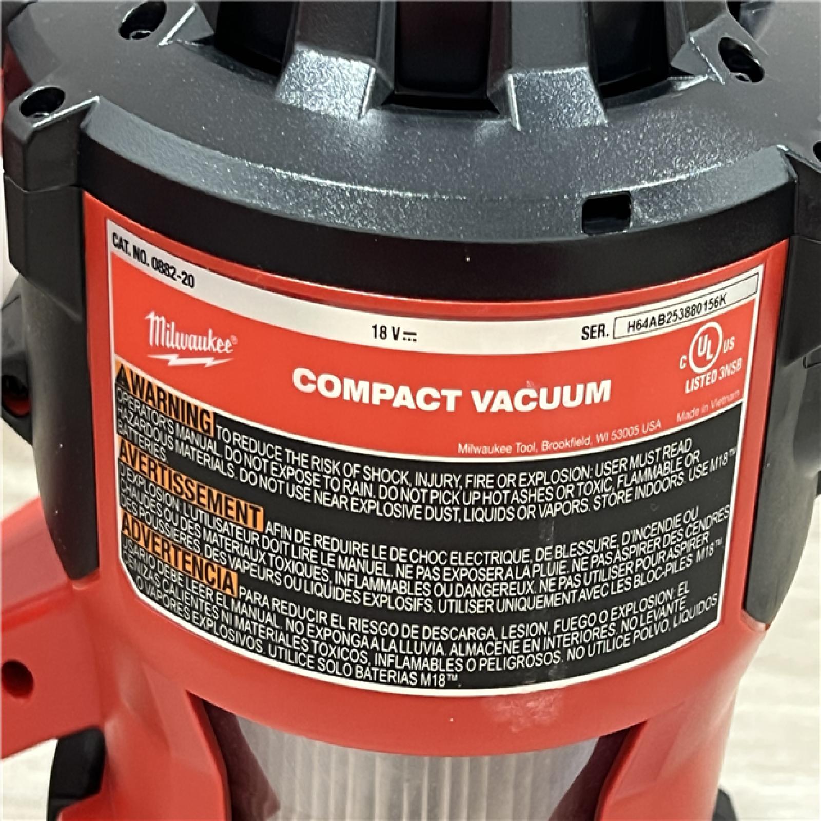 AS-IS Milwaukee M18 18-Volt Lithium-Ion Cordless Compact Vacuum (Tool-Only)