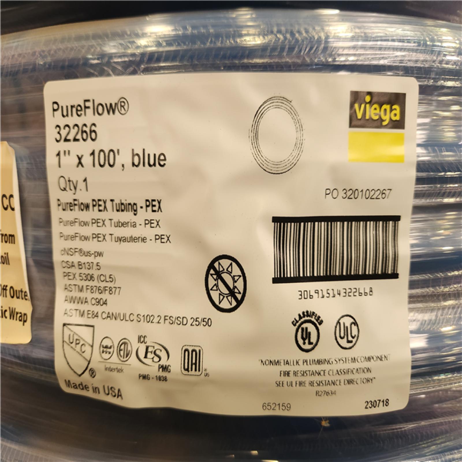 Phoenix NEW PureFlow Pex Tubing 1 X 100'  Blue Pallet of 12