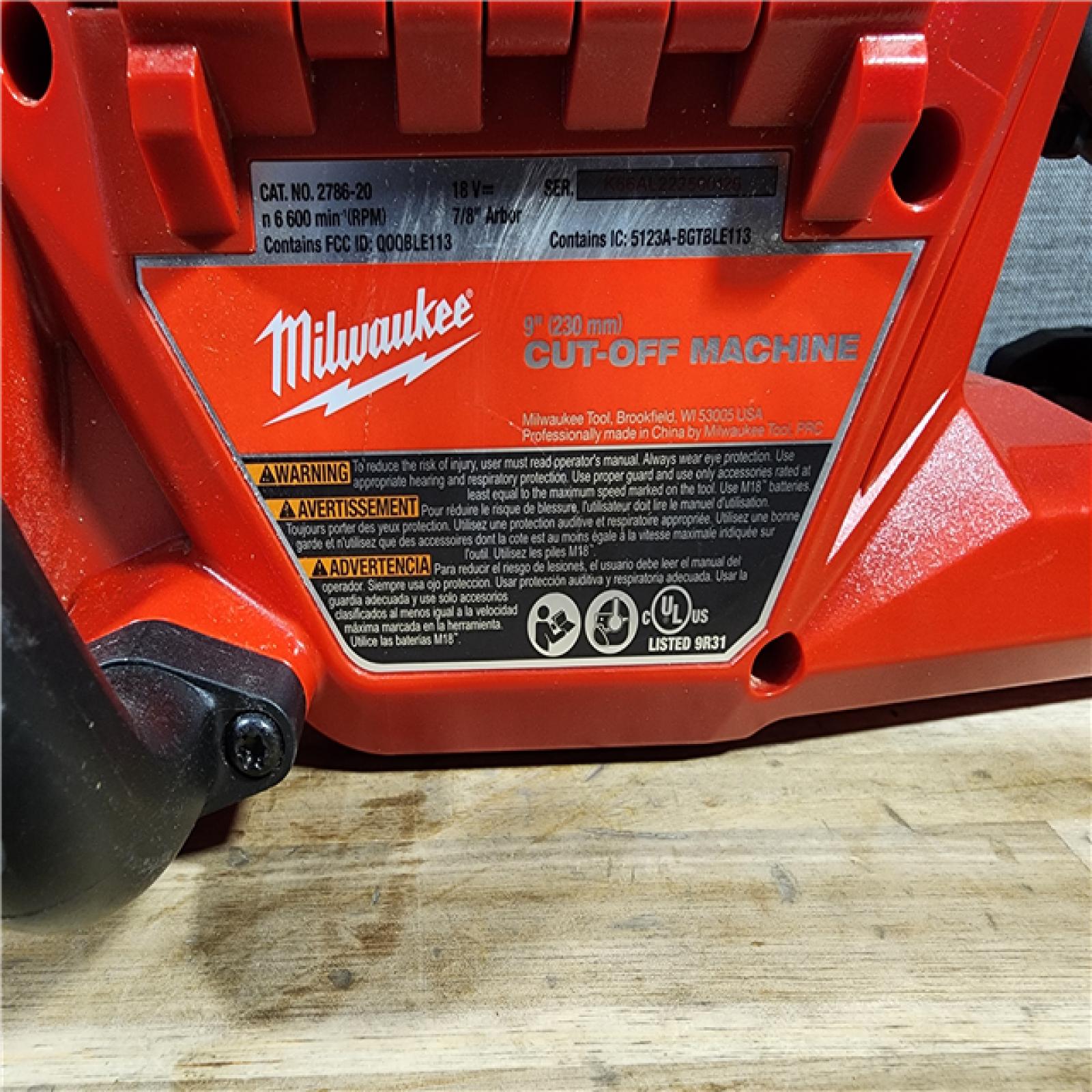 HOUSTON LOCATION - AS-IS Milwaukee M18 FUEL 9 Cut-Off Saw with ONE-KEY (TOOL ONLY)