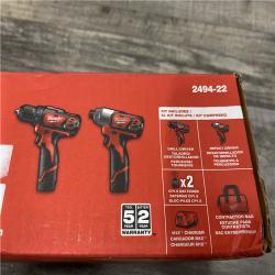 NEW - Milwaukee 12V Lithium-Ion Cordless Drill Driver/Impact Driver Combo Kit
