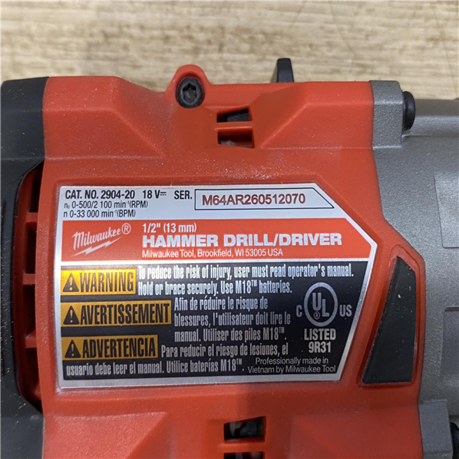 AS-IS Milwaukee FUEL 18V Lithium-Ion Brushless Cordless 1/2 in. Hammer Drill/Driver (Tool-Only)