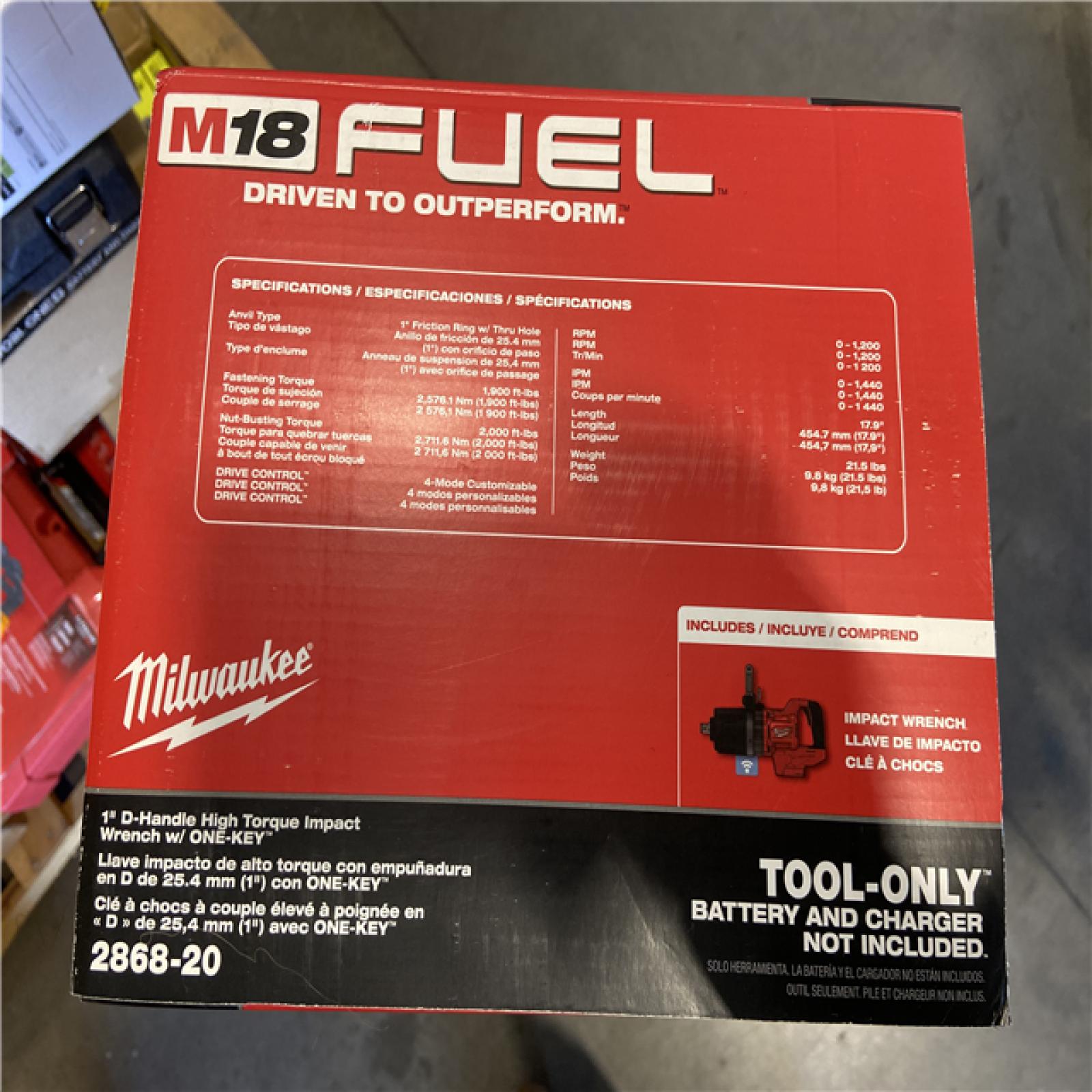 NEW! - Milwaukee M18 FUEL 18V Lithium-Ion Brushless Cordless 1 in. Impact Wrench with D-Handle (Tool-Only)