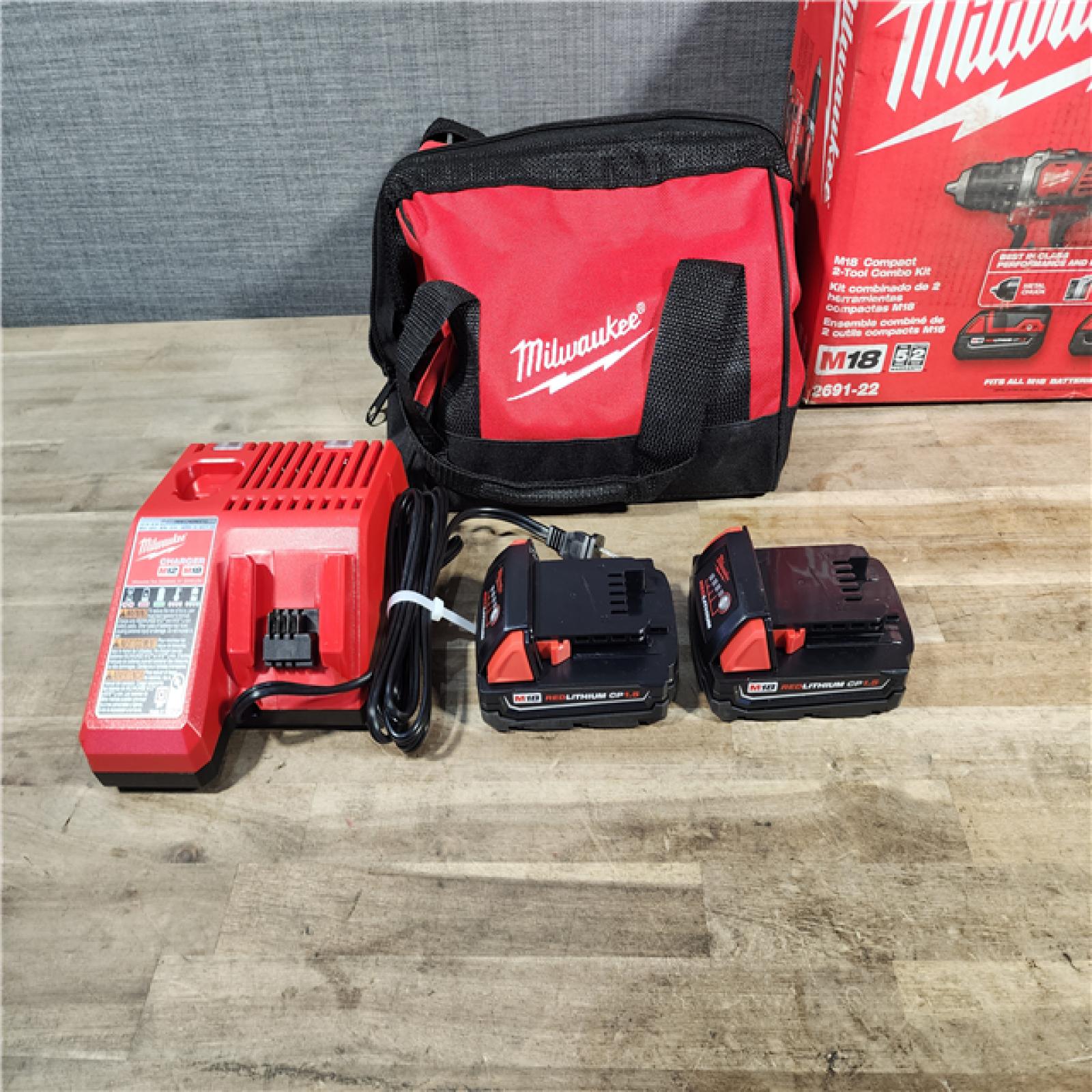 HOUSTON LOCATION - AS-IS Milwaukee 18V Cordless Brushed 2-Tool Drill/Driver and Impact Driver Kit