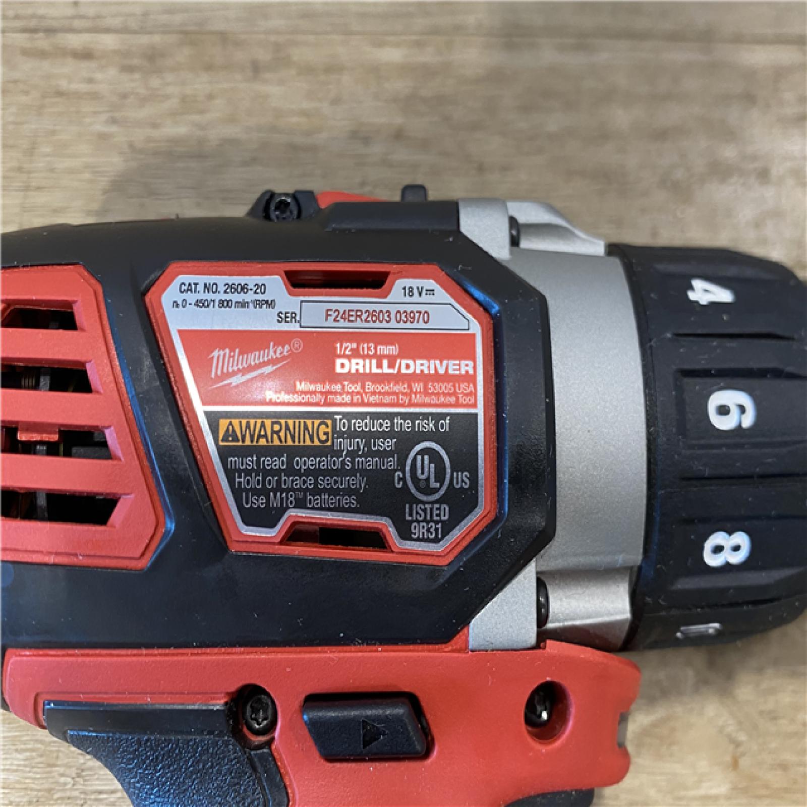 AS-IS Milwaukee M18 18V Lithium-Ion Cordless 1/2 in. Drill Driver (Tool-Only)