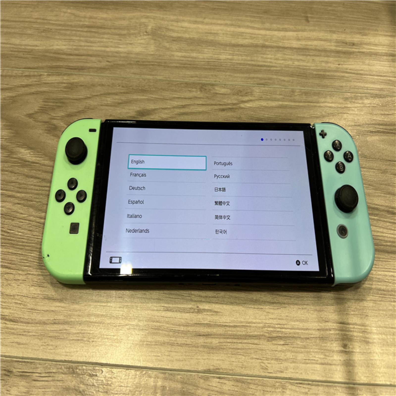 AS-IS Nintendo Switch OLED Model HEG-001 Handheld Console with Blue and Green Joy-Cons