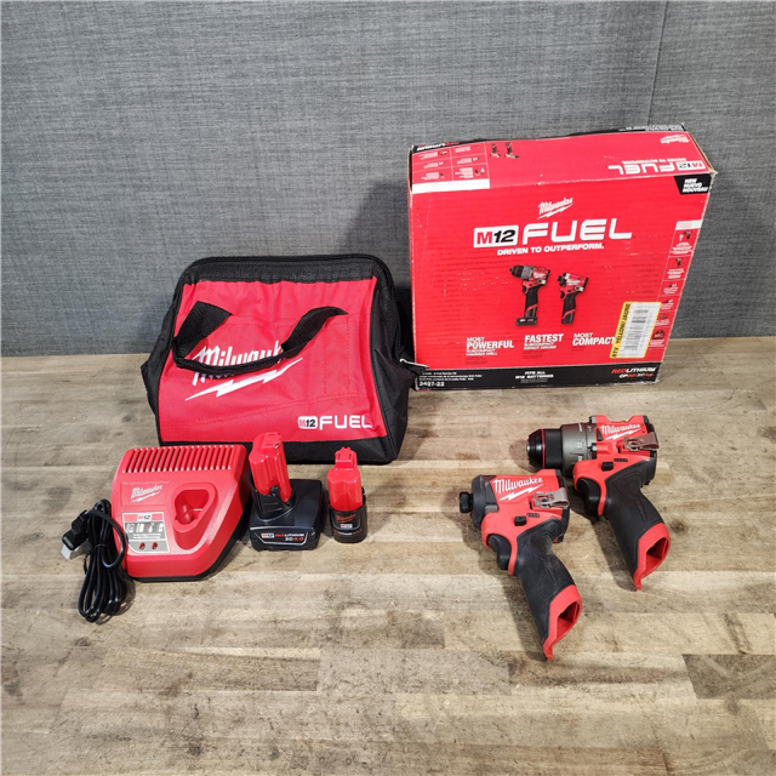 HOUSTON LOCATION - AS-IS Milwaukee 3497-22 12V Brushless Hammer Drill and Impact Driver Combo Kit