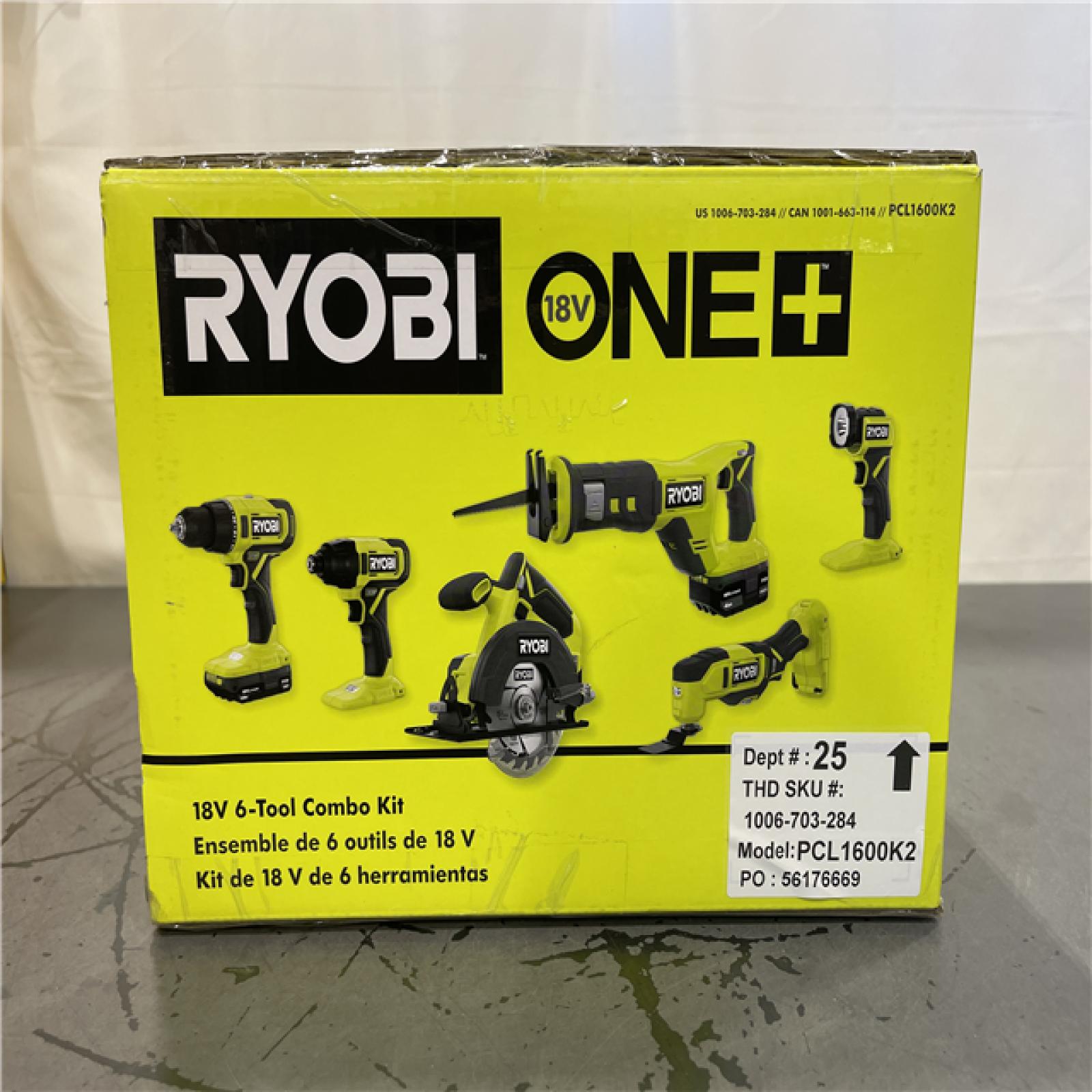NEW! - RYOBI ONE+ 18V Cordless 6-Tool Combo Kit with 1.5 Ah Battery  4.0 Ah Battery  and Charger