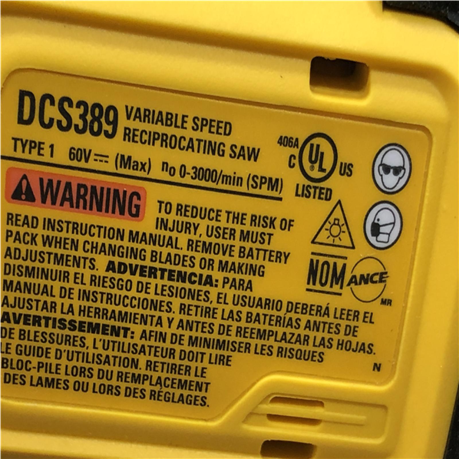 AS-IS DEWALT FLEXVOLT 60V MAX Cordless Brushless Reciprocating Saw (Tool Only)