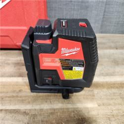 HOUSTON LOCATION - AS-IS Milwaukee Green 100 ft. Cross Line and Plumb Points Rechargeable Laser Level