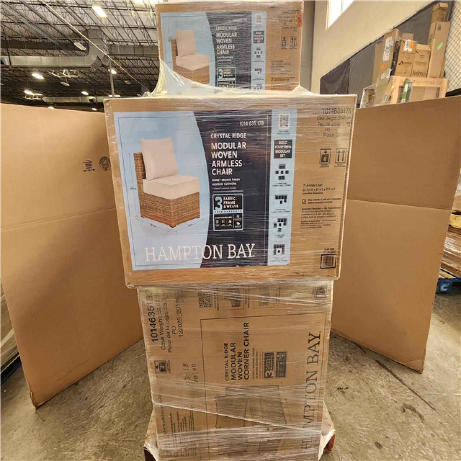 Phoenix NEW Hampton Bay Crystal Ridge Wicker Outdoor Modular Sectional Set With Almond CushionGuard Cushions (5-Piece Set)