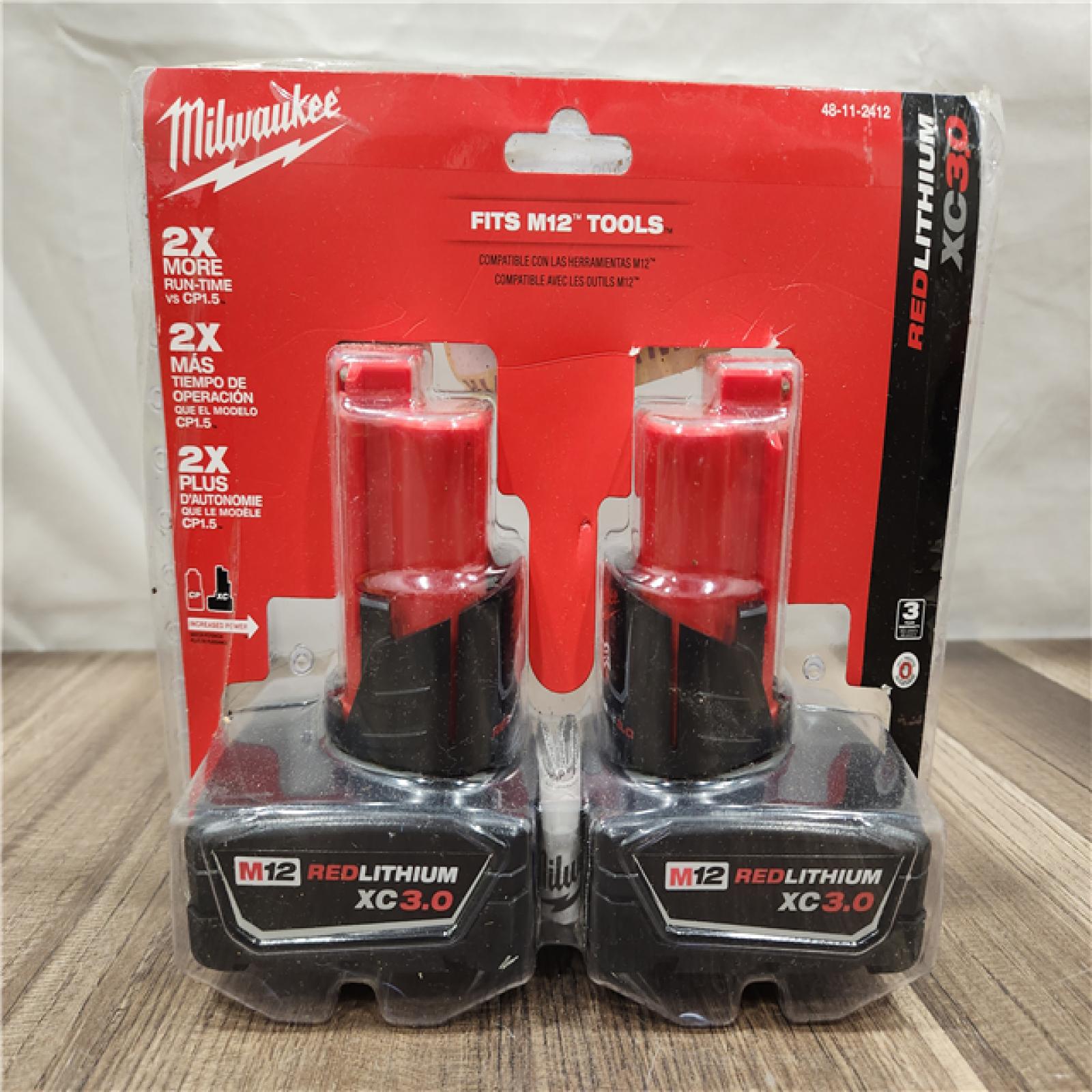 AS-IS- Milwaukee M12 12-Volt Lithium-Ion XC Extended Capacity 3.0Ah Battery Pack 3.0Ah (2-Pack)