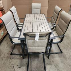 Phoenix AS-IS Hampton Bay Glenridge Falls 7-Piece Metal Padded Sling Rectangular Outdoor Dining Set in Putty Beige