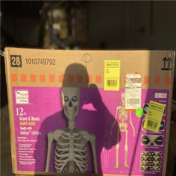 DALLAS LOCATION - Home Accents Holiday 12 ft. Grave & Bones Giant-Sized Skelly with LifeEyes™ LCD Eyes H5