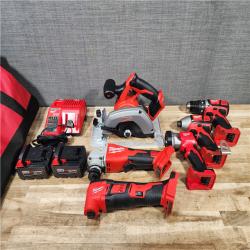 HOUSTON LOCATION - AS-IS MILWAUKEE 6 TOOL COMBO KIT W/ (2) BATTERY & CHARGER