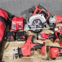 HOUSTON LOCATION - AS-IS MILWAUKEE 6 TOOL COMBO KIT W/ (2) BATTERY & CHARGER