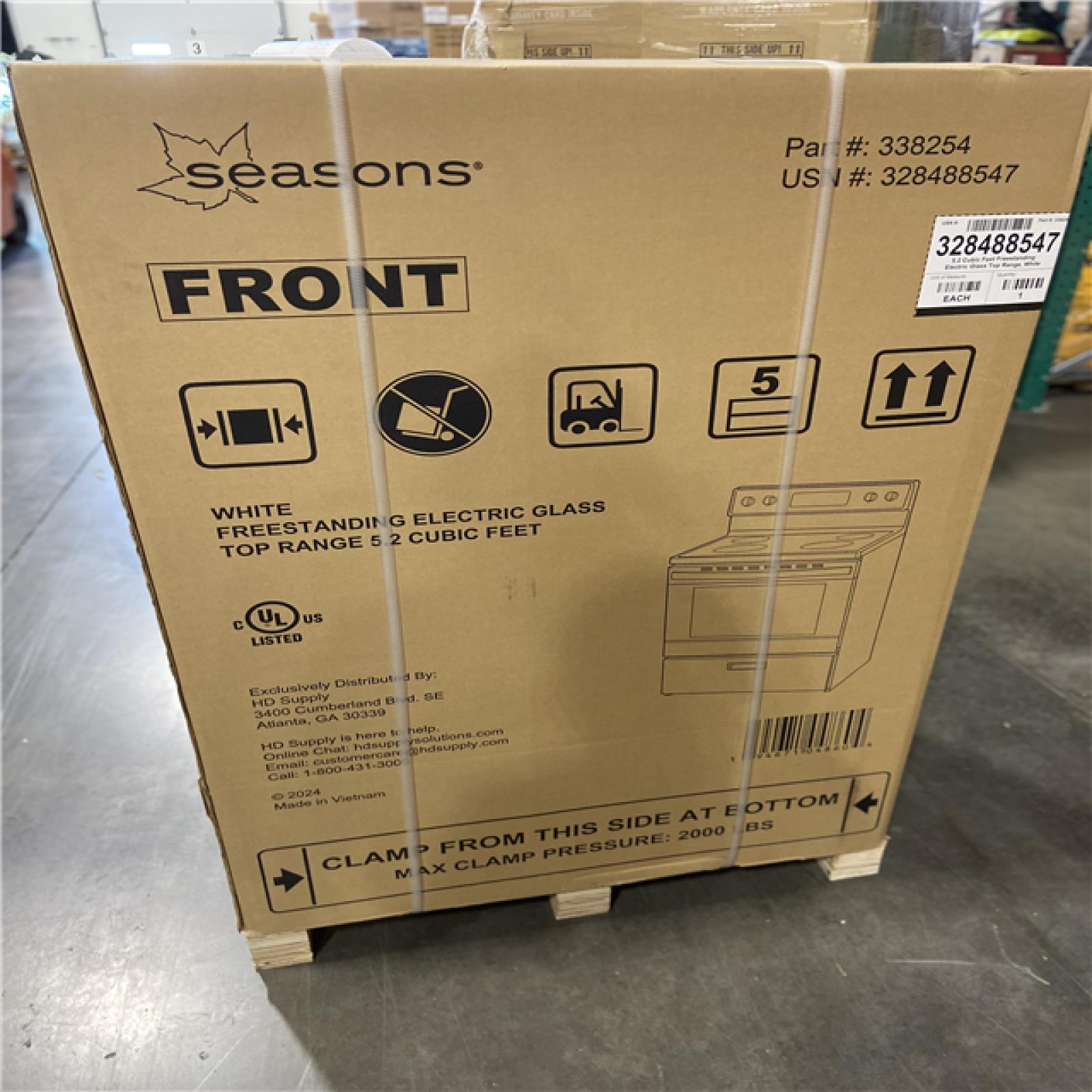 DALLAS LOCATION- Seasons® 5.2 Cu. Ft. Freestanding Electric Range, Glass Top, White