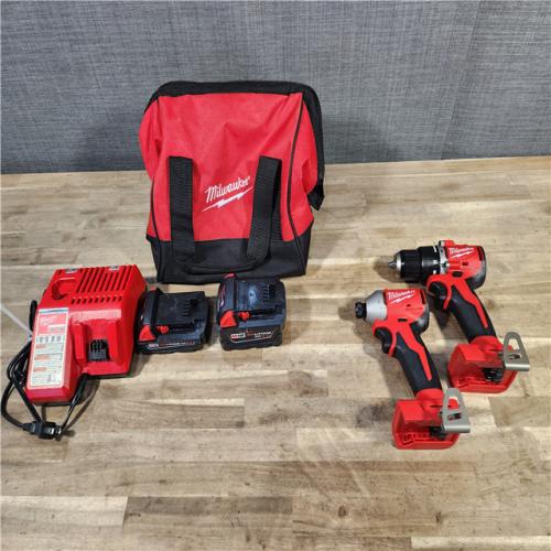 HOUSTON LOCATION - AS-IS M18 18-Volt Lithium-Ion Brushless Cordless Compact Hammer Drill/Impact Combo Kit (2-Tool) with (2) Batteries, Bag
