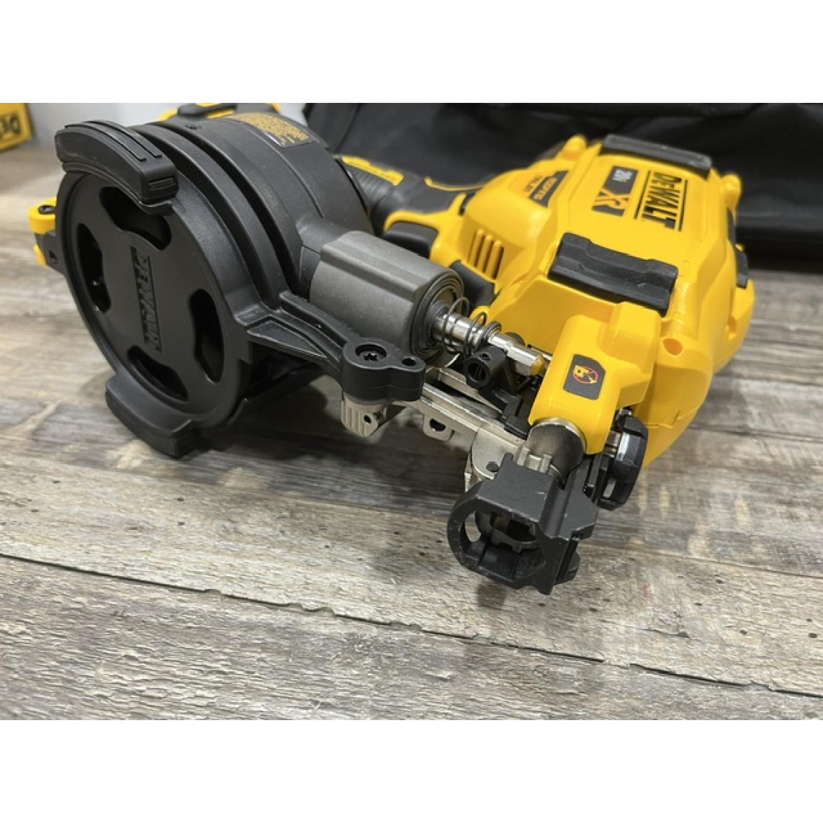 AS-IS DEWALT 20V MAX Lithium-Ion 15-Degree Electric Cordless Roofing Nailer Kit