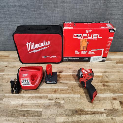 HOUSTON LOCATION - AS-IS (APPEARS LIKE NEW) Milwaukee FUEL 12V Li-Ion Brushless Cordless Stubby 3/8 in. Impact Wrench Kit