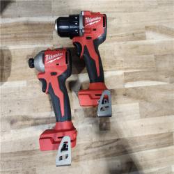 HOUSTON LOCATION - AS-IS Milwaukee M18 18V Lithium-Ion Brushless Cordless Compact Drill/Impact Combo Kit (2-Tool) W/(2) 2.0 Ah Batteries  Charger & Bag