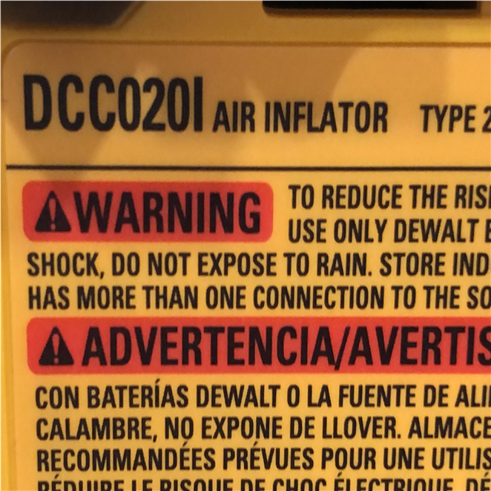 AS-IS DEWALT 20V MAX Cordless Electric Portable Inflator (Tool Only)