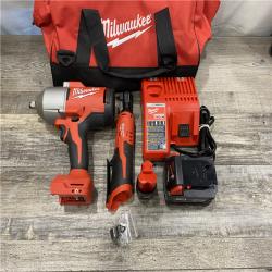 AS-IS Milwaukee 12/18V Lithium-Ion Cordless 3/8 in. Ratchet and 1/2 in. High Torque Impact Wrench with Friction Ring Combo Kit