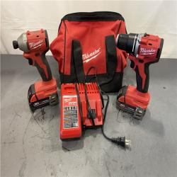 AS-IS - Milwaukee M18 18V Lithium-Ion Brushless Cordless Compact Drill/Impact Combo Kit