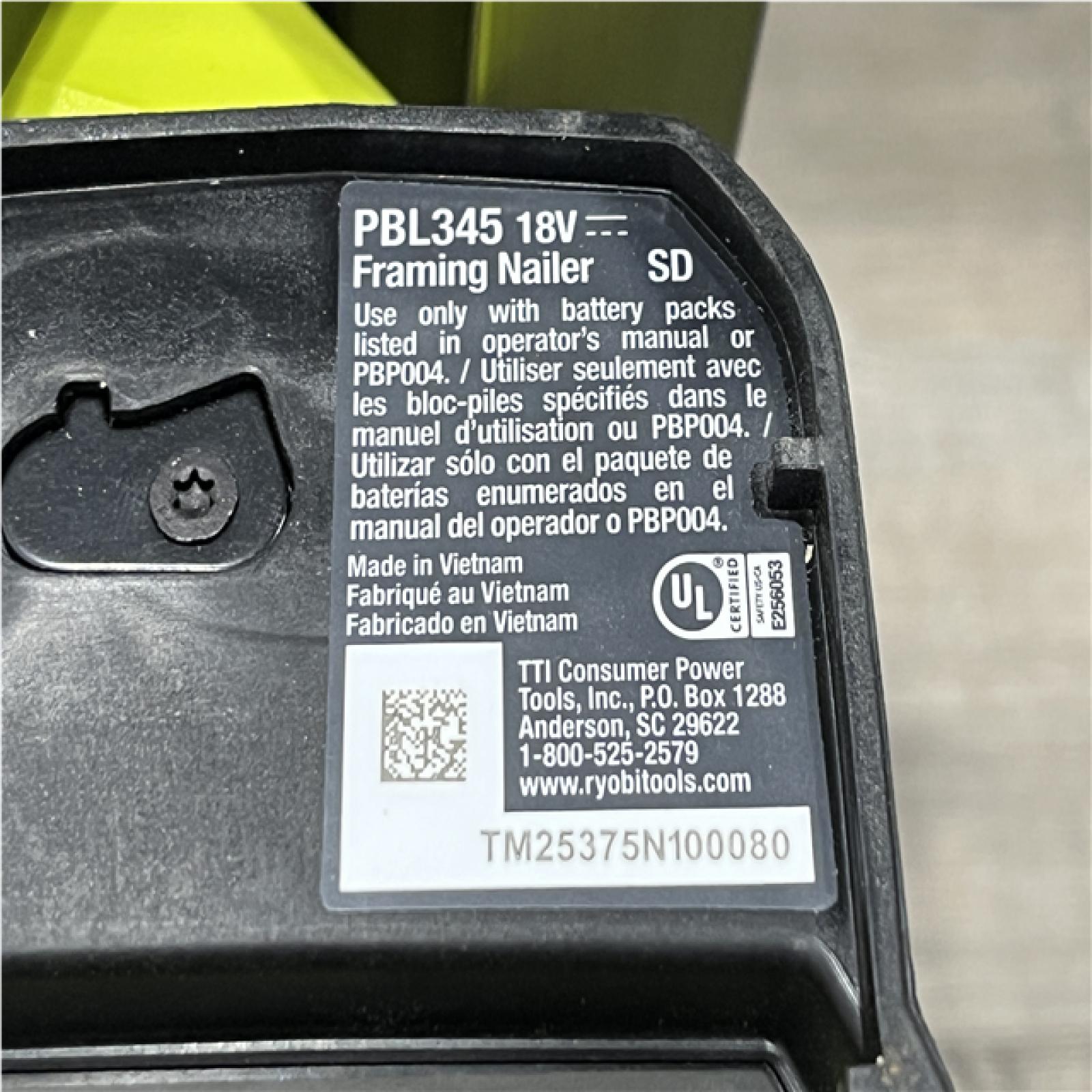 AS-IS RYOBI ONE+ HP 18V Brushless Cordless AirStrike 21° Framing Nailer (Tool Only)