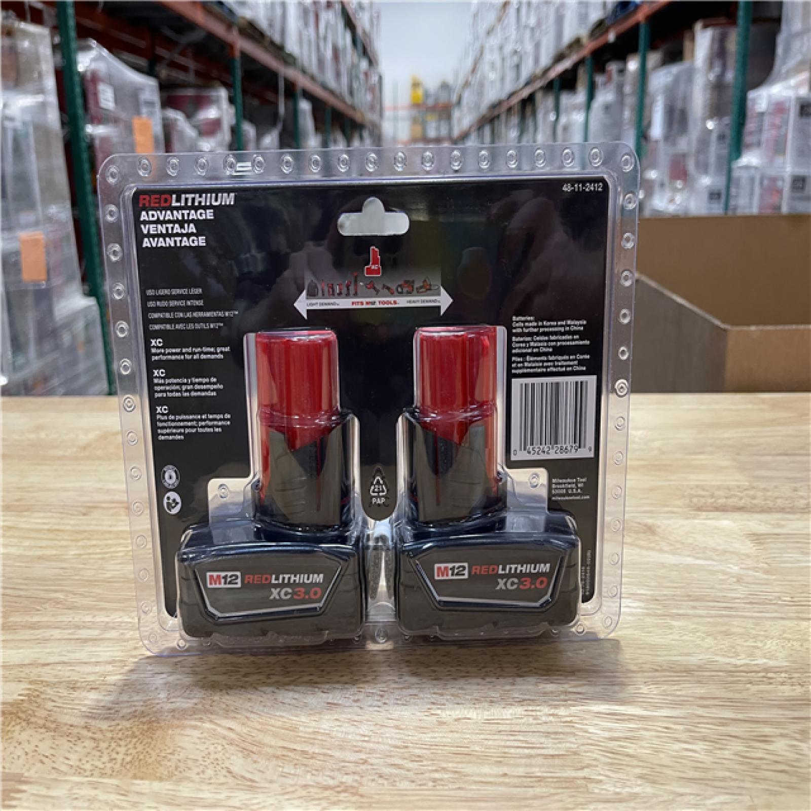 NEW! - Milwaukee M12 12-Volt Lithium-Ion XC Extended Capacity 3.0Ah Battery Pack 3.0Ah (2-Pack)