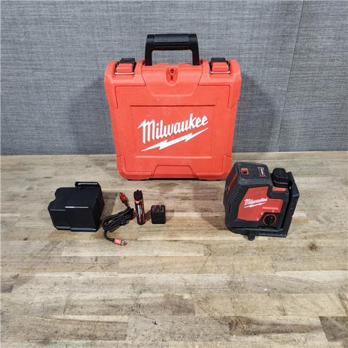 HOUSTON LOCATION - AS-IS Milwaukee-3522-21 Green Beam Laser Cross Line Plumb Point USB Rechargeable