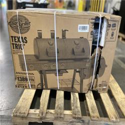 DALLAS LOCATION - Char-Griller Texas Trio 4-Burner Dual Fuel Grill with Smoker in Black