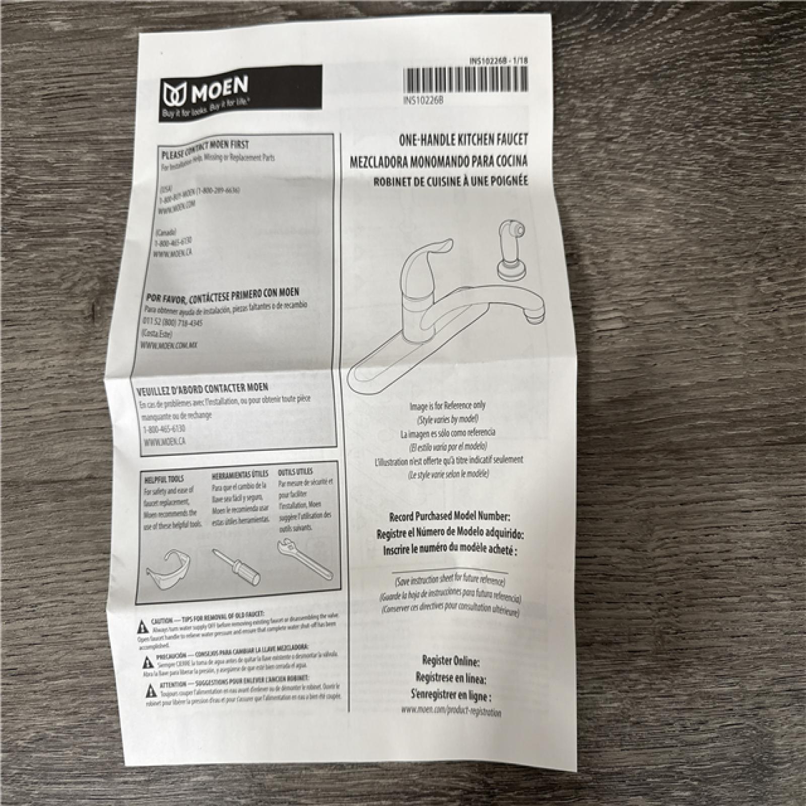 California AS-IS Moen One-Handle Kitchen Faucet