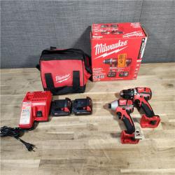 HOUSTON LOCATION - AS-IS Milwaukee 18V Cordless Brushed 2-Tool Drill/Driver and Impact Driver Kit