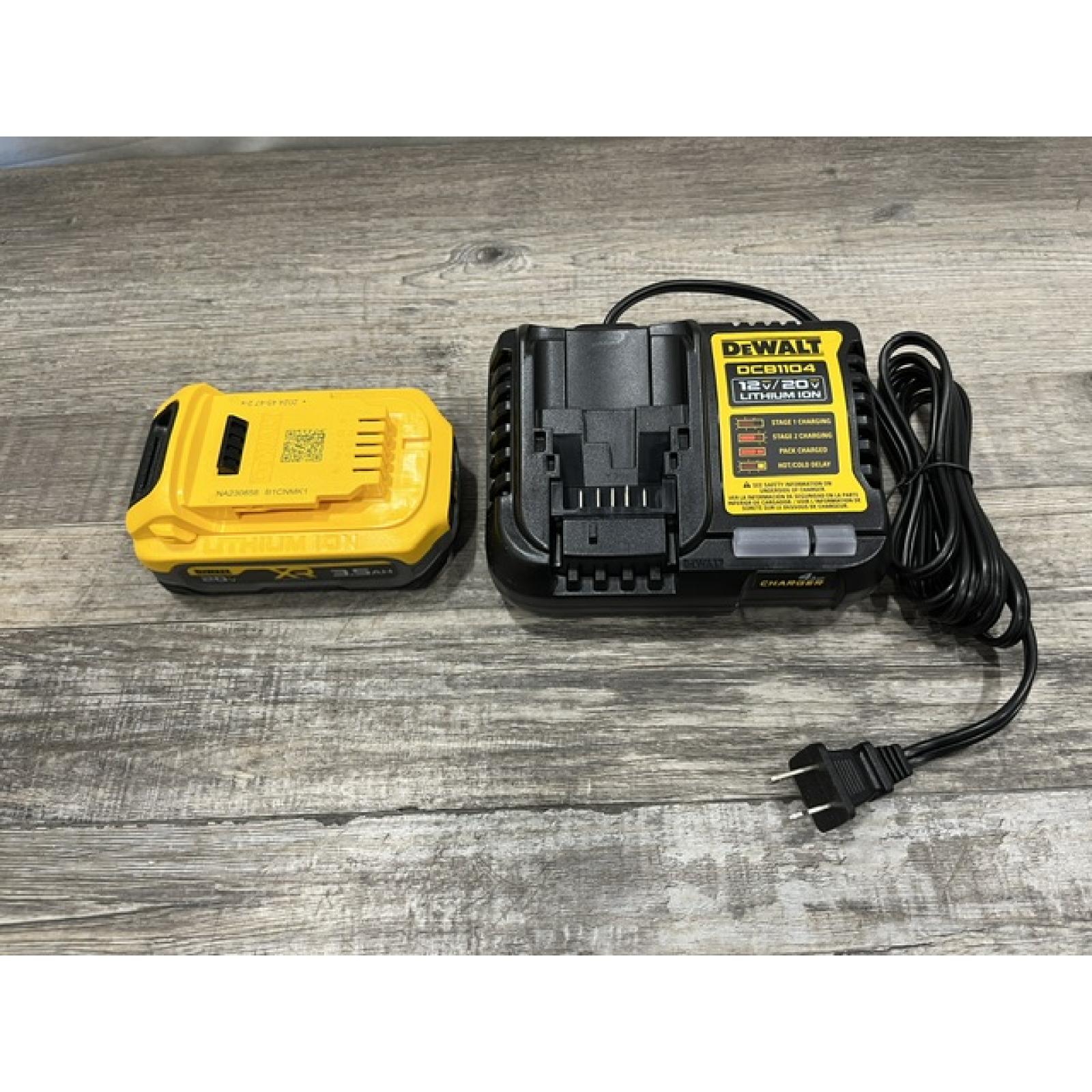 AS-IS DEWALT 20V MAX XR POWERSTACK Lithium-Ion Battery Starter Kit with 3.5Ah Battery and Charger