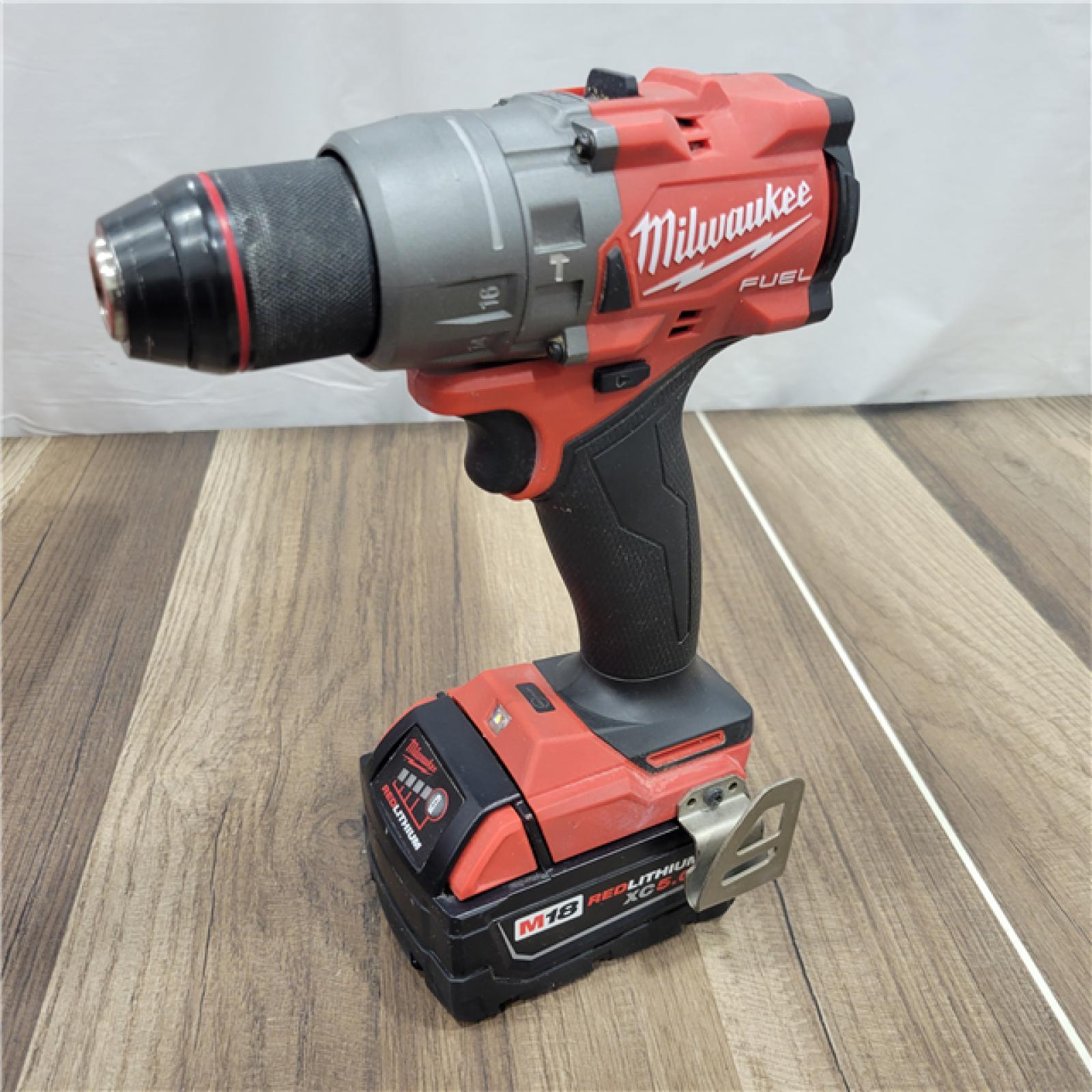 AS-IS Milwaukee 2904-22 Hammer Drill Driver Kit with Batteries  Charger & Tool Case  Red