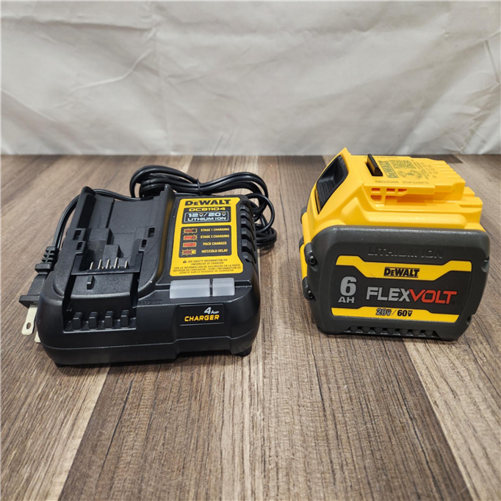 AS-IS DEWALT FLEXVOLT 20V/60V MAX Lithium-Ion 6.0Ah Battery Pack with 6 Amp Output Charger