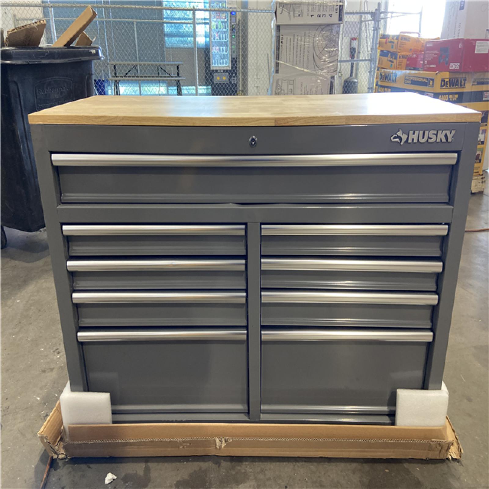 DALLAS LOCATION - Husky Tool Storage 46 in. W Gloss Gray Mobile Workbench Cabinet