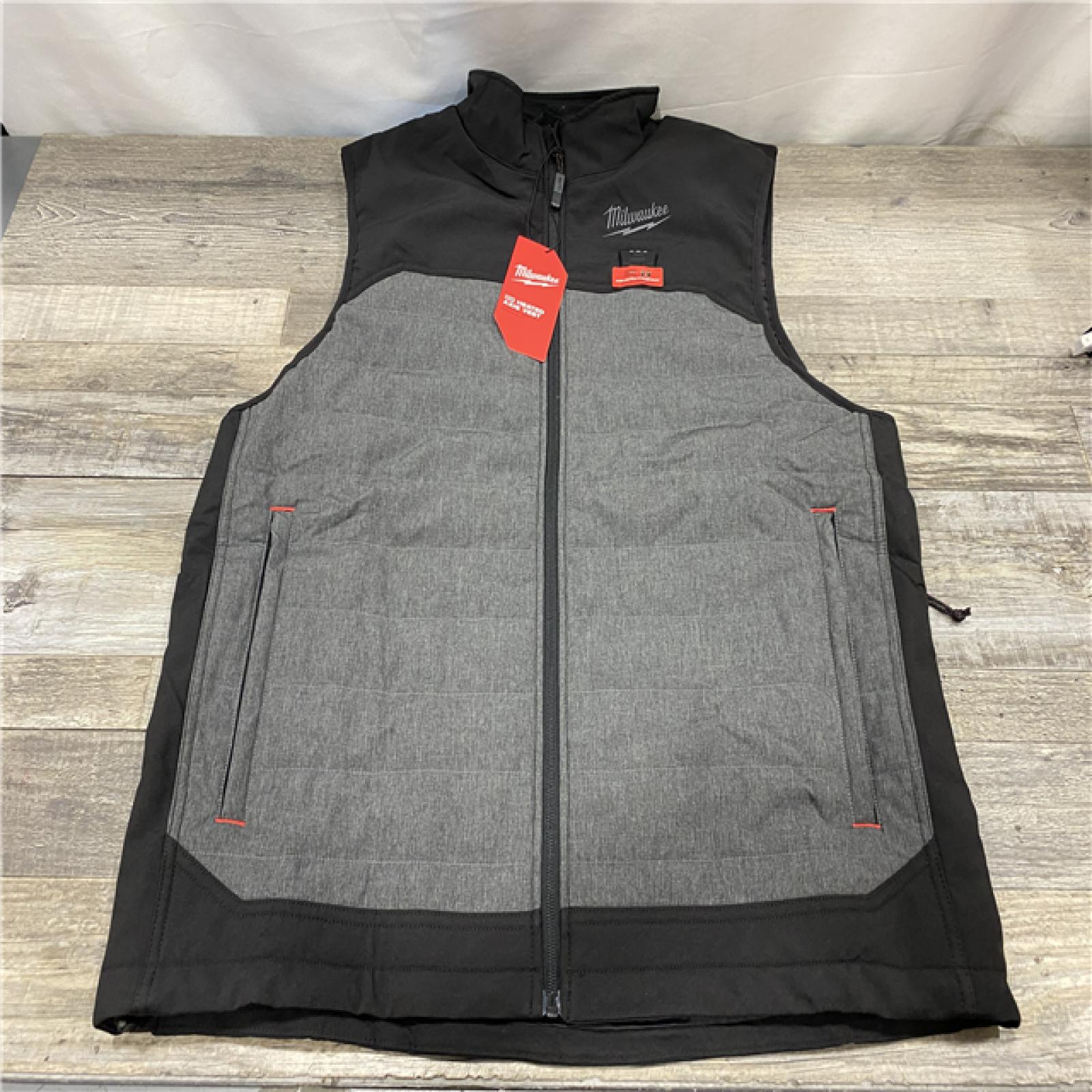 AS-IS Milwaukee Men's Large 12-Volt Lithium-Ion Cordless Axis Gray Heated Quilted Vest Kit