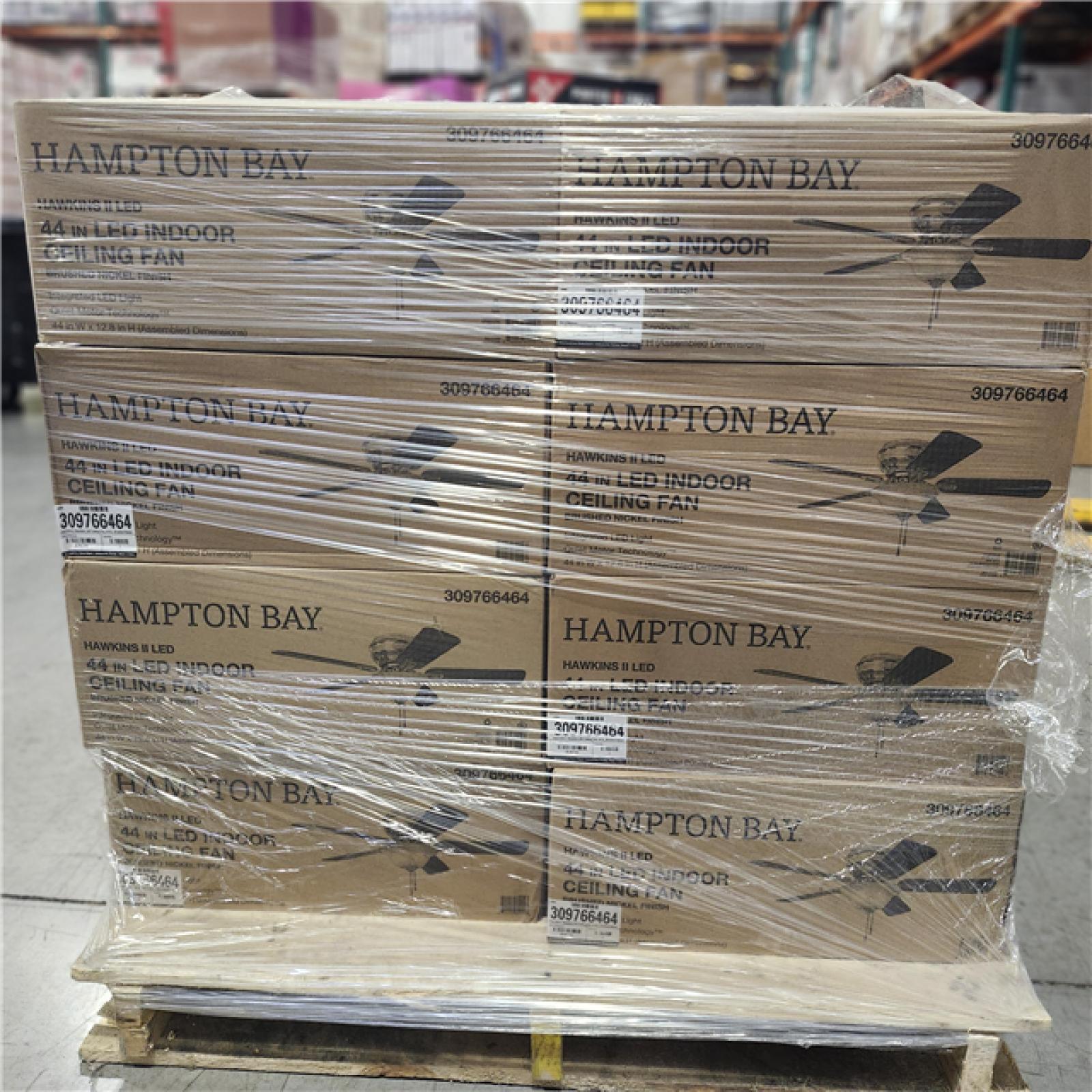 DALLAS LOCATION - Hawkins 44 in. LED Brushed Nickel Ceiling Fan with Light Kit Brown PALLET-(24 UNITS)