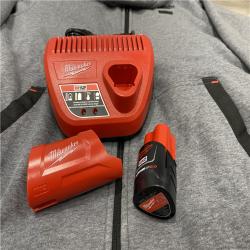 AS-IS Milwaukee Men's X-Large 12-Volt Lithium-Ion Cordless Gray Heated Jacket Hoodie Kit