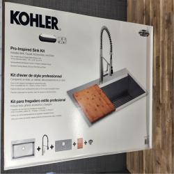 HOUSTON LOCATION - AS-IS (NEW) PRO - INSPIRED SINK KIT TOP-/UNDER-MOUNT SINGLE-BOWL KITCHEN SINK 18-GA STAINLESS STEEL